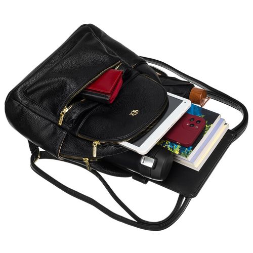 czarny plecak damski skóra ekologiczna z kieszeniami - rovicky na Arena.pl