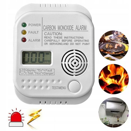 Bezprzewodowy czujnik gazu tlenku węgla czadu i dymu na baterię alarm na Arena.pl