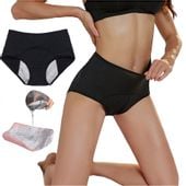 MAJTKI MENSTRUACYJNE CZARNE XL NIEPRZECIEKAJĄCE WYSOKI STAN FIGI DAMSKIE