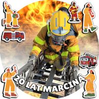 OPŁATEK NA TORT 30CM - STRAŻ STRAŻAK MUNDUR + IMIĘ + GRATIS! 24CM 26CM