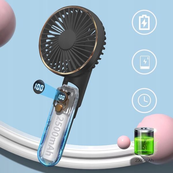 PRZENOŚNY WENTYLATOR RĘCZNY MINI WENTYLATOR USB 5 TRYBÓW 2000mAh zdjęcie 8