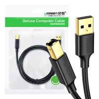 Kabel USB 2.0 A-B UGREEN US135 do drukarki, pozłacany, 5m (czarny)