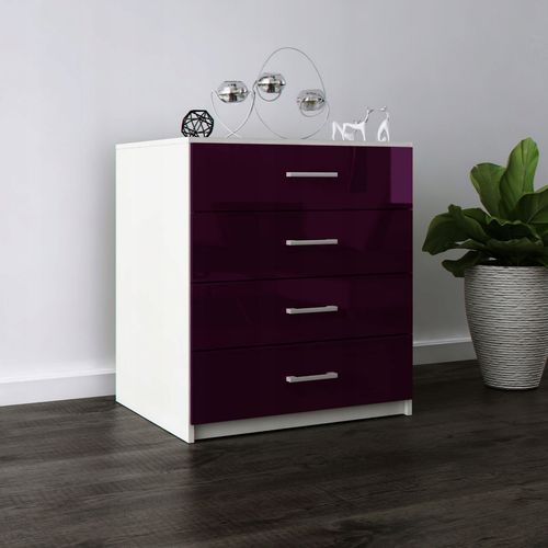 Komoda Do Salonu Na Ubrania 4 Szuflady Lana Fiolet Połysk na Arena.pl