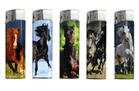 Zestaw 5 sztuk Klasycznych Zwykłych Zapalniczek Gazowych Piezo z Końmi