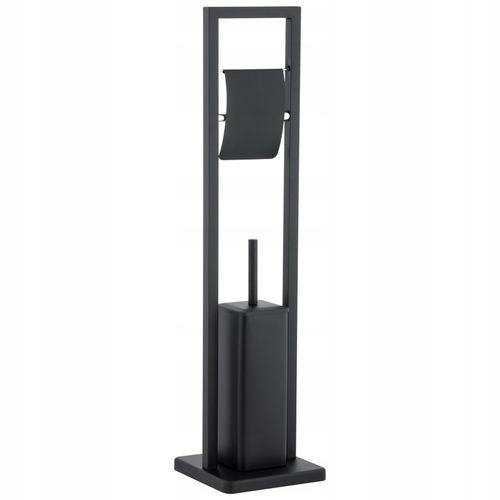 Stojak na papier toaletowy z uchwytem i szczotką do wc czarny loft YOKA na Arena.pl