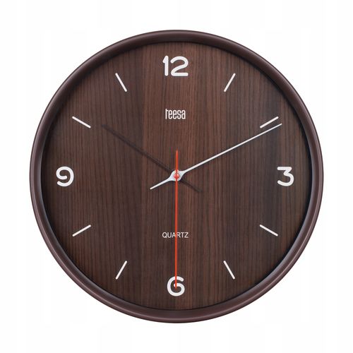 Zegar ścienny 30cm ciemny brąz PŁYNNA praca WSKAZÓWEK na Arena.pl