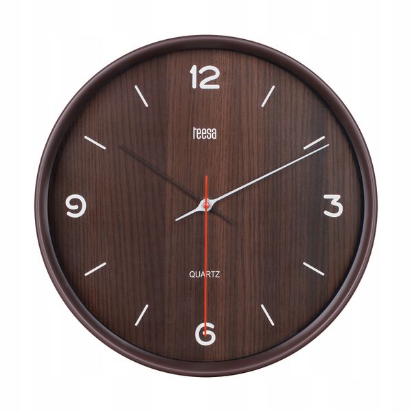 Zegar ścienny 30cm ciemny brąz PŁYNNA praca WSKAZÓWEK zdjęcie 2