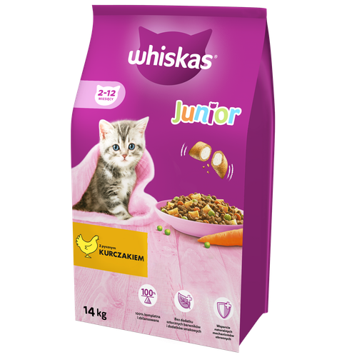 WHISKAS Karma Sucha Dla Kociąt Junior Z Kurczakiem 14kg na Arena.pl