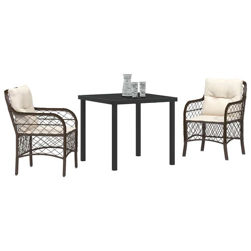 Zestaw do jadalni w ogrodzie 3 pcs Brązowy Polirattan na Arena.pl