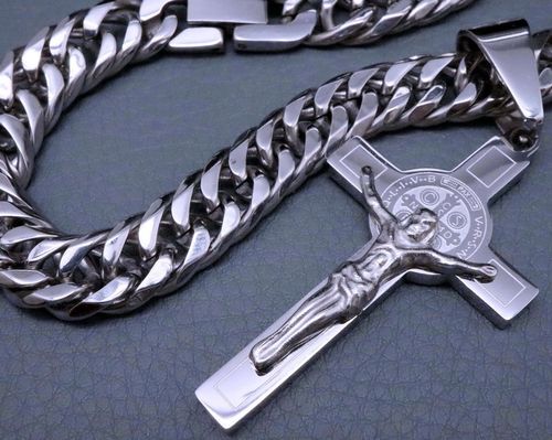 SREBRNY ŁAŃCUSZEK Z KRZYŻYKIEM STAL CHIRURGICZNA na Arena.pl