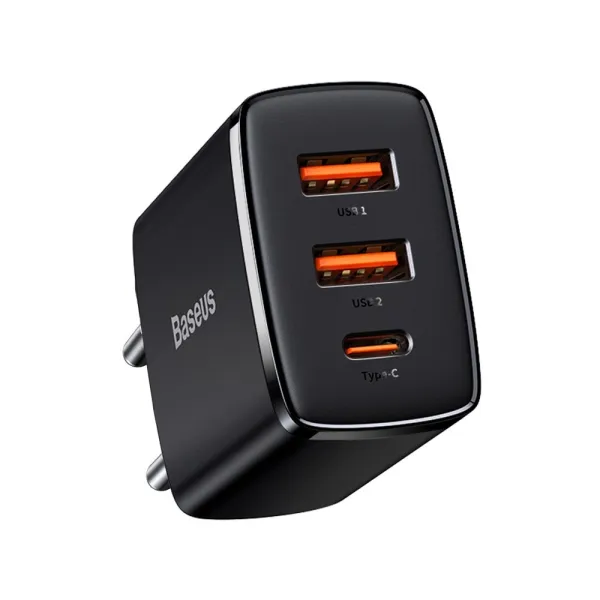 ładowarka sieciowa baseus compact quick charger, 2xusb, usb-c, pd zdjęcie 1