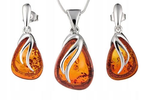 SREBRNY NASZYJNIK z oryginalny BURSZTYN SREBRO wisiorek łańcuszek PREZENT na Arena.pl