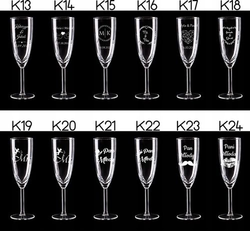 KIELISZKI DO SZAMPANA Z GRAWEREM ŚLUB PREZENT 2szt na Arena.pl