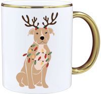 KUBEK PREMIUM PREZENT ŚWIĄTECZNY BOŻE NARODZENIE MIKOŁAJKI BIAŁO-ZŁOTY