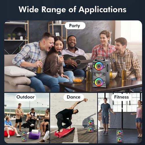 GŁOŚNIK BEZPRZEWODOWY BLUETOOTH PILOT TF LED AUX Przenośny Tomproad A52 60W na Arena.pl