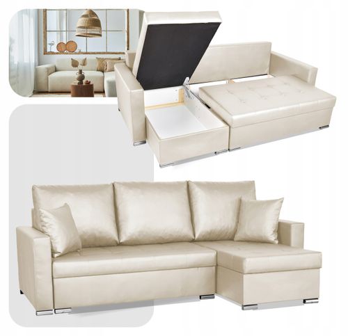 Narożnik rozkładany z funkcją spania ekoskóra Varius rogówka Family Meble na Arena.pl