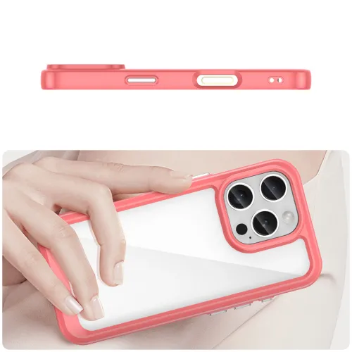 etui outer space case z żelową ramką do iphone 16 pro max - czerwone na Arena.pl