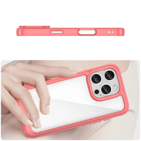 etui outer space case z żelową ramką do iphone 16 pro max - czerwone zdjęcie 4