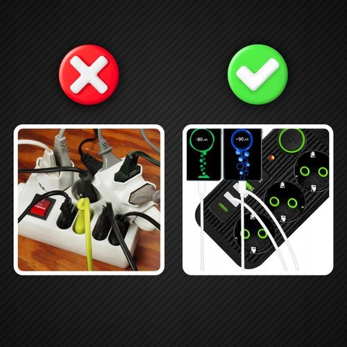 PRZEDŁUŻACZ LISTWA ZASILAJĄCA 1.8M 3 GNIAZDA 230V + 5X USB USB-C ŁADOWARKA na Arena.pl