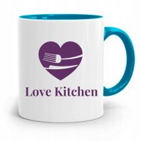 Kubek Błękitny Dla Kucharza Love Kitchen Prezent Z Nadrukiem Ze Zdjęciem