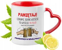 Pożegnanie Z Pracy Kubek Czerwony Z Uszkiem W Kształcie Serca Na Prezent