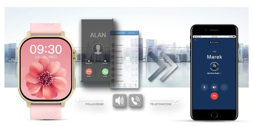 Smartwatch Gravity GT15-7 Różowy Pasek Silikonowy + Złota Bransoleta na Arena.pl