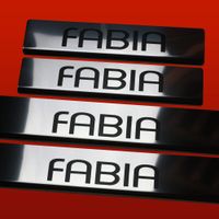 Listwa progowa SKODA FABIA MK2 Stal nierdzewna 304 połysk z czarnymi litera