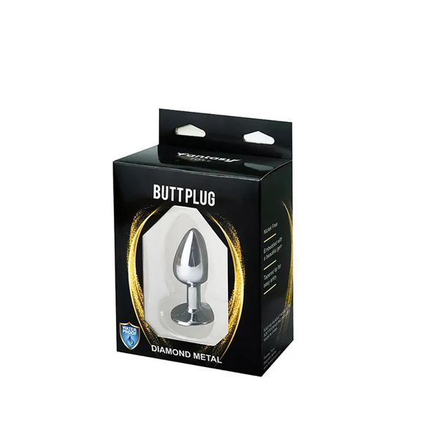 Silver Small Butt Plug With White Diamond zdjęcie 3