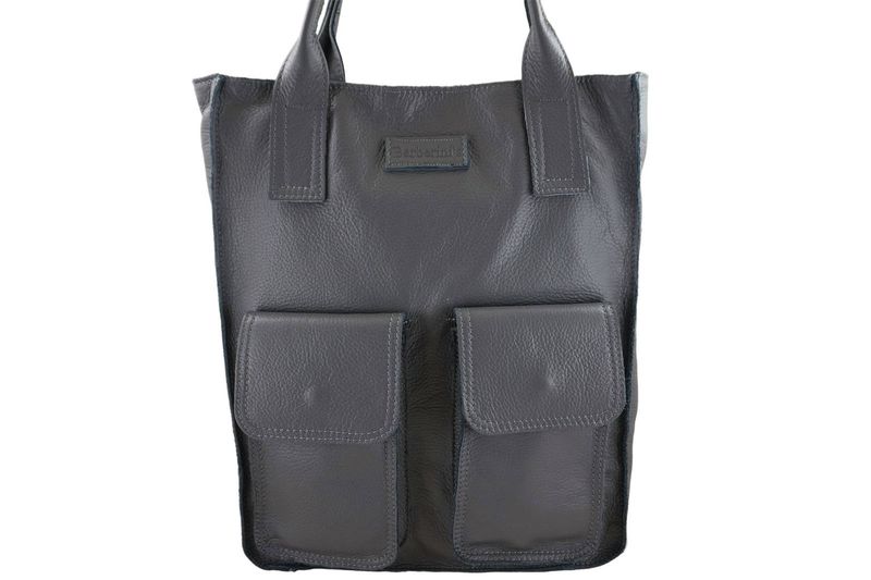 Torba shopper bag do pracy - Szara ciemna zdjęcie 2