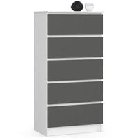 Komoda do sypialni, 5 szuflad, STILO, 60x40x121 cm, biel | TYLETEGOTU