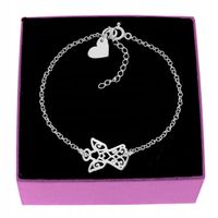 BRANSOLETKA SREBRNA ANIOŁEK AŻUROWY I SERCE SREBRO 925 GRAWER