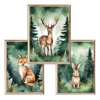 Zestaw trzech plakatów dla dzieci Woodland Green