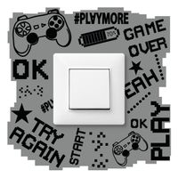 Naklejka Pod Włącznik Światła Game Over Gra Piksele Kontroler 20cm x 20cm