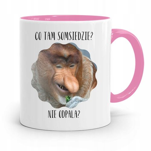 Kubek Różowy Nosacz Janusz Co Tam Somsiedzie? Z Nadrukiem Ze Zdjęciem na Arena.pl
