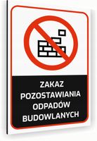 Tabliczka znak informacyjny 20x15 Biała ODPADY BUDOWLANE Nierdzewna