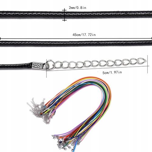 20× Naszyjnik Rzemyk kolor z zapięciem 45cm na Arena.pl