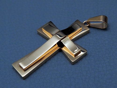 ZŁOTY SREBRNY KRZYŻ KRZYŻYK NA ŁAŃCUSZEK STAL 316L na Arena.pl