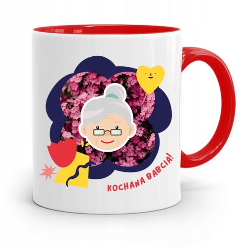 Kubek Czerwony Dla Babci Kochana Babcia Z Nadrukiem Ze Zdjęciem na Arena.pl