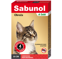 SABUNOL Obroża kota 35 cm owadobójcza na pchły kleszcze szara na 4 miesiące