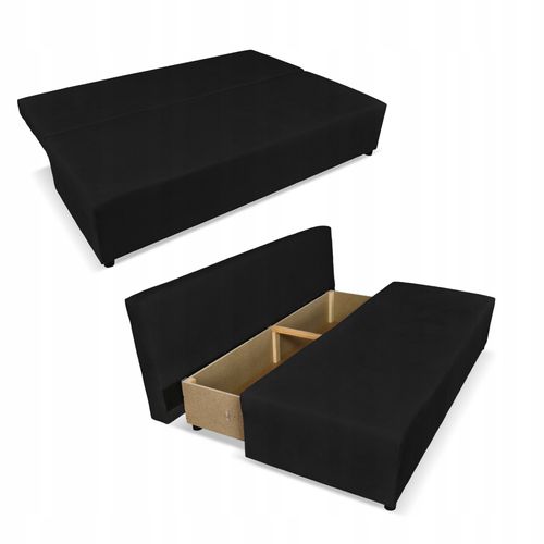 Kanapa sofa KIMO funkcja spania pojemnik Family Meble Hunter czarny welur na Arena.pl