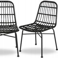 Krzesło Ogrodowe Rattanowe Czarne WALDI
