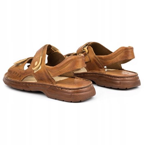 Sandały męskie skórzane na lato na rzepy POLSKIE 812 Łukpol brązowe 45 na Arena.pl