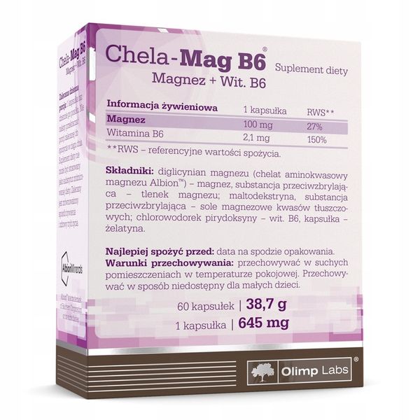 OLIMP CHELA MAG B6 Magnez + Witamina B6 60 kaps zdjęcie 2