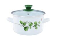 GARNEK EMALIOWANY Z POKRYWKĄ SZKLANĄ OLKUSZ EUKALIPTUS 3,8 L 20 CM