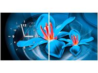 40 80CM ZEGAR 2 ELEM NIEBIESKIE KOSMICZNE KWIATY JAKUB BANAŚ ŚCIENNY