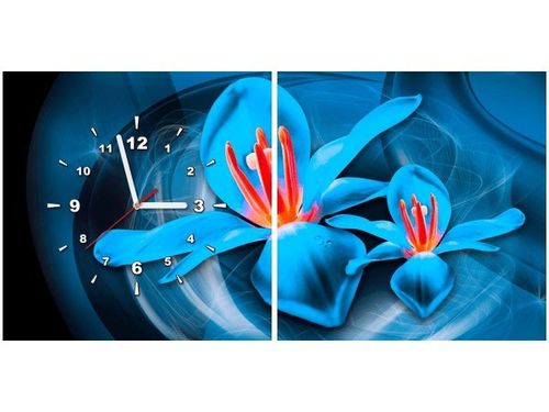 40 80CM ZEGAR 2 ELEM NIEBIESKIE KOSMICZNE KWIATY JAKUB BANAŚ ŚCIENNY na Arena.pl