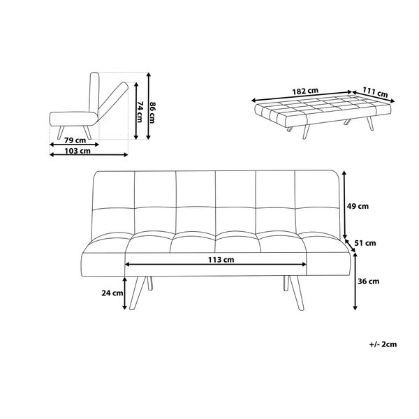 Sofa rozkładana jasnoszara INGARO zdjęcie 9