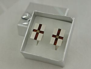 Srebrne spinki do mankietów z bursztynem + grawer zdjęcie 1