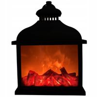 KOMINEK LED DUŻY LAMPION Z OGNIEM 3D RUCHOMY PŁOMIEŃ LAMPA DEKORACJA 38 cm