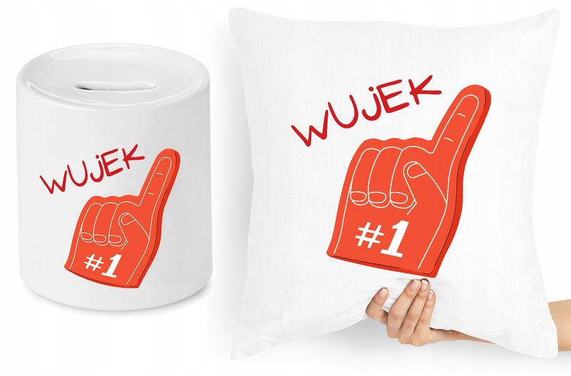 Dla Wujka Zestaw Poduszka + Skarbonka Prezent Z Nadrukiem Ze Zdjęciem zdjęcie 1